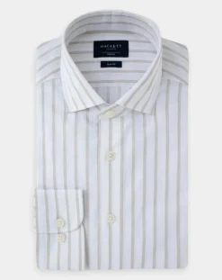 Homme Hackett London Chemise Slim Fit à rayures Smart écrue