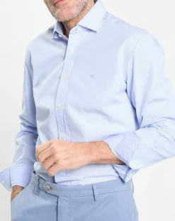 Homme Hackett London Chemise Slim Fit à rayures Milleraies bleu ciel