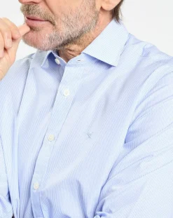 Homme Hackett London Chemise Slim Fit à rayures Milleraies bleu ciel
