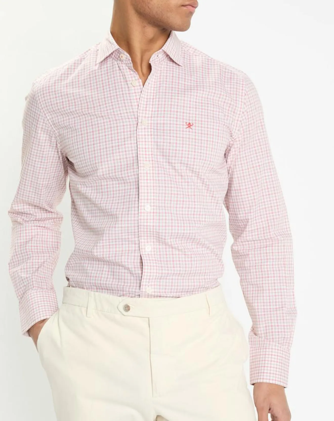 Homme Hackett London Chemise Slim Fit à vichy tricolore orange moyen