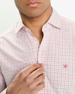 Homme Hackett London Chemise Slim Fit à vichy tricolore orange moyen