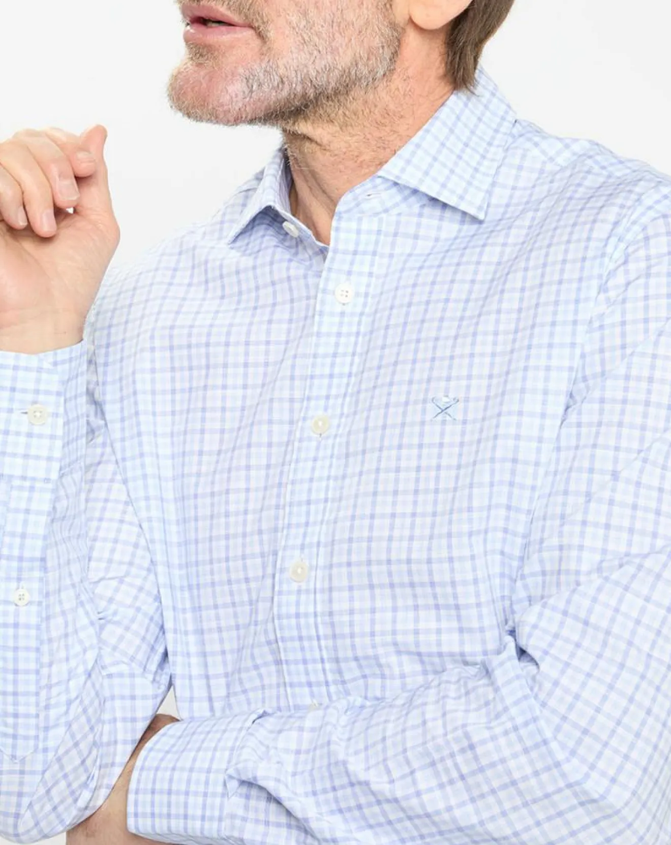 Homme Hackett London Chemise Slim Fit à vichy tricolore bleu ciel