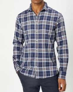 Best Hackett London Chemise Slim Fit Dark à carreaux bleue