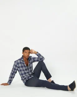 Best Hackett London Chemise Slim Fit Dark à carreaux bleue