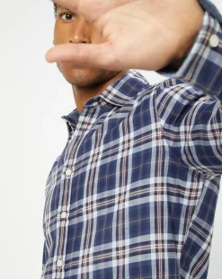 Best Hackett London Chemise Slim Fit Dark à carreaux bleue