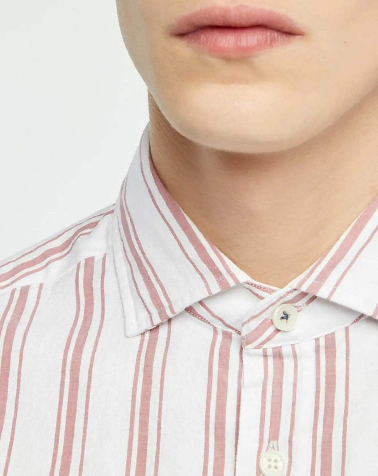 Outlet Hackett London Chemise Slim Fit en Coton & Lin Washed à rayures écru/bordeaux