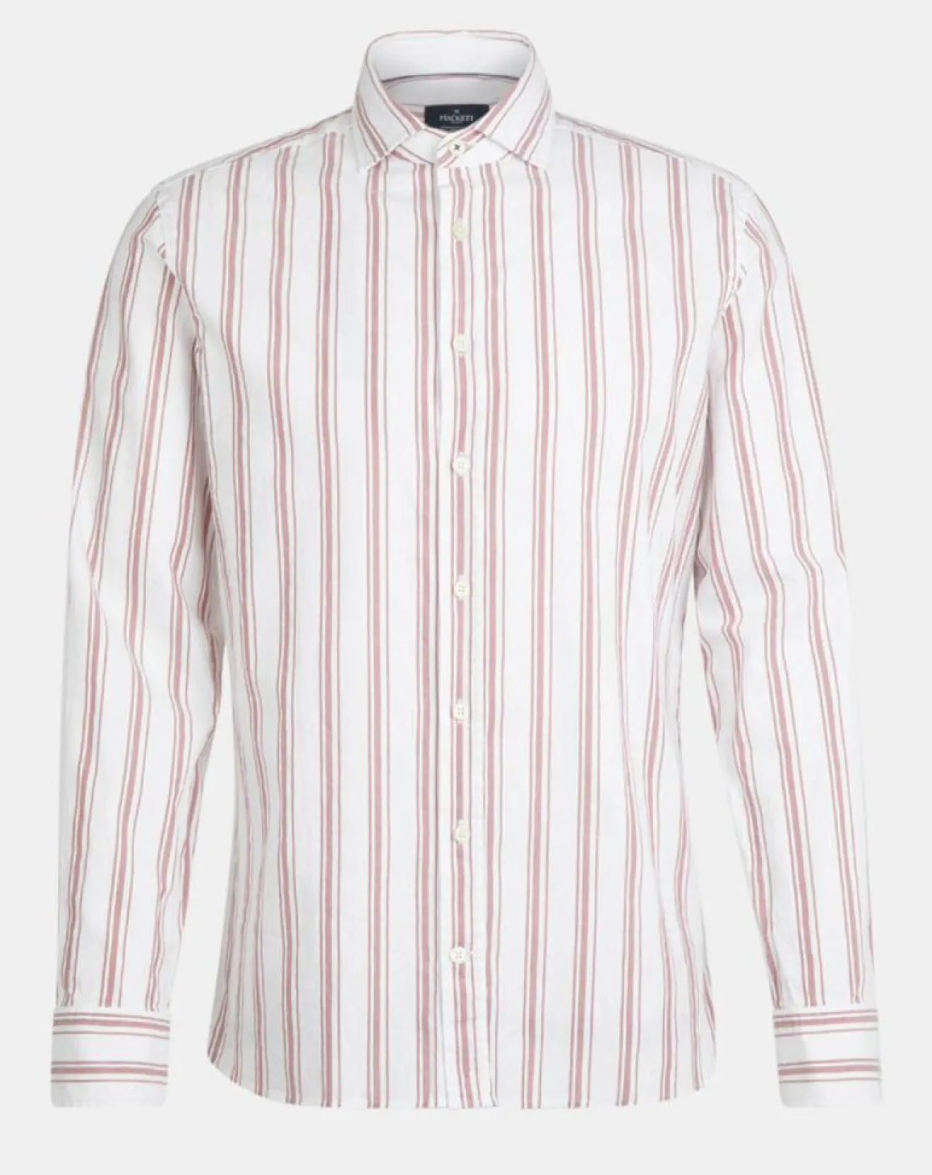 Outlet Hackett London Chemise Slim Fit en Coton & Lin Washed à rayures écru/bordeaux