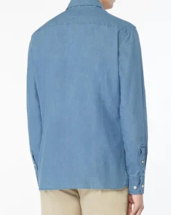 New Hackett London Chemise Slim Fit en Denim bleue