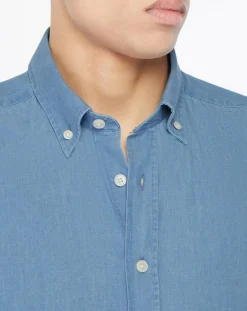 New Hackett London Chemise Slim Fit en Denim bleue