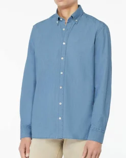 New Hackett London Chemise Slim Fit en Denim bleue