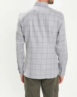 Homme Hackett London Chemise Slim Fit en Flanelle à carreaux gris clair