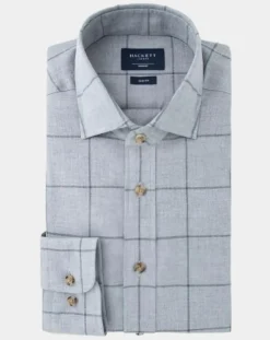 Homme Hackett London Chemise Slim Fit en Flanelle à carreaux gris clair