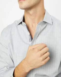 Homme Hackett London Chemise Slim Fit en Flanelle Chevron gris clair