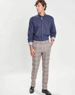 Hot Hackett London Chemise Slim Fit en Flanelle unie bleu moyen