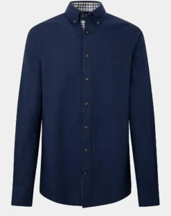 Hot Hackett London Chemise Slim Fit en Flanelle unie bleu moyen