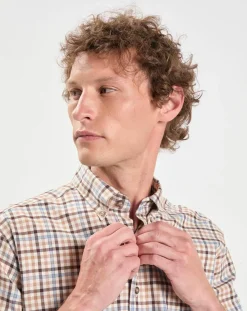 Homme Hackett London Chemise Slim Fit en Flanelle Vichy beige/multicolore