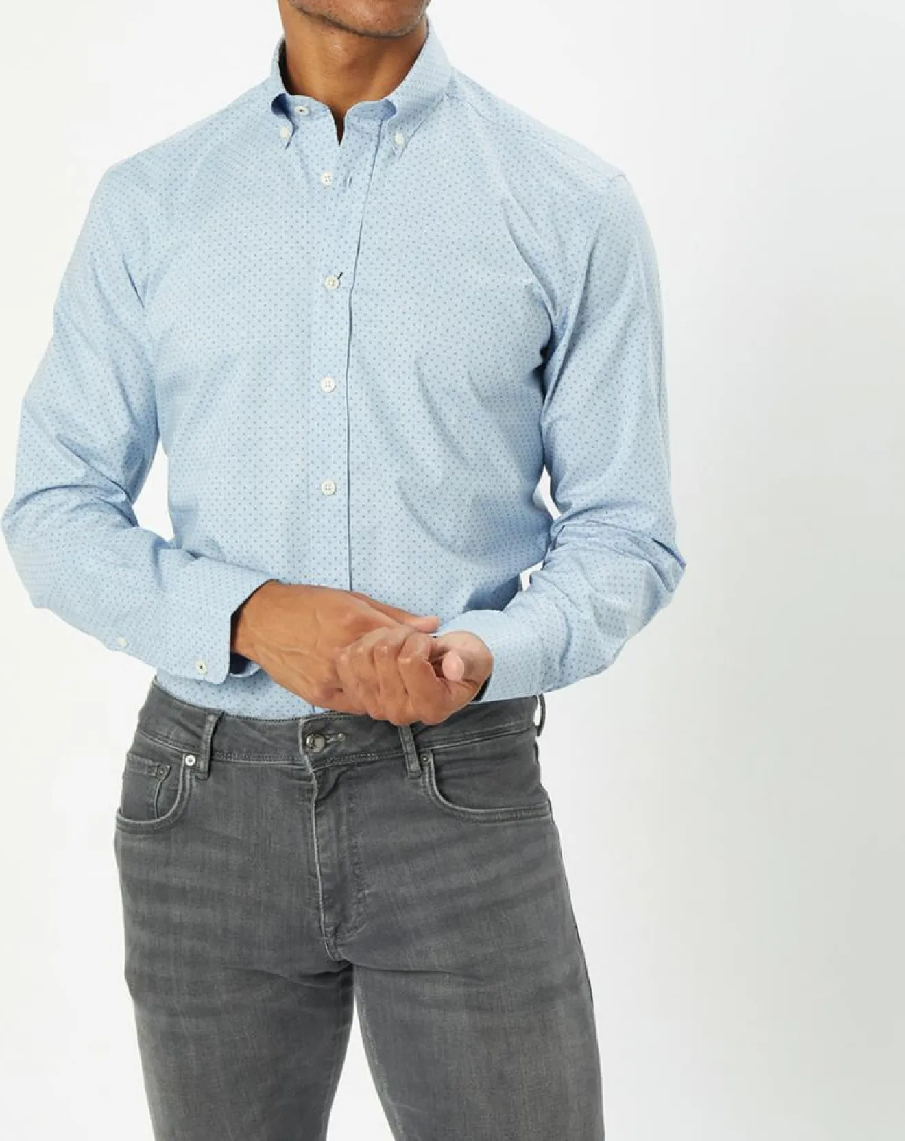 New Hackett London Chemise Slim Fit en Popeline imprimée floral bleu ciel