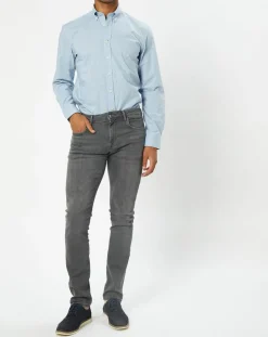 New Hackett London Chemise Slim Fit en Popeline imprimée floral bleu ciel