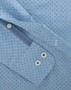 New Hackett London Chemise Slim Fit en Popeline imprimée floral bleu ciel