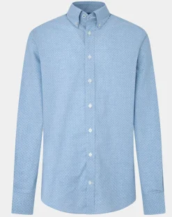 New Hackett London Chemise Slim Fit en Popeline imprimée floral bleu ciel