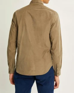 Hot Cyrillus Chemise slim fit en Velours milleraies kaki