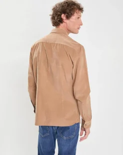 Homme Hackett London Chemise Slim Fit en Velours Milleraies beige