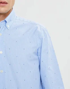 Discount Hackett London Chemise Slim Fit Fil Coupé imprimée bleue