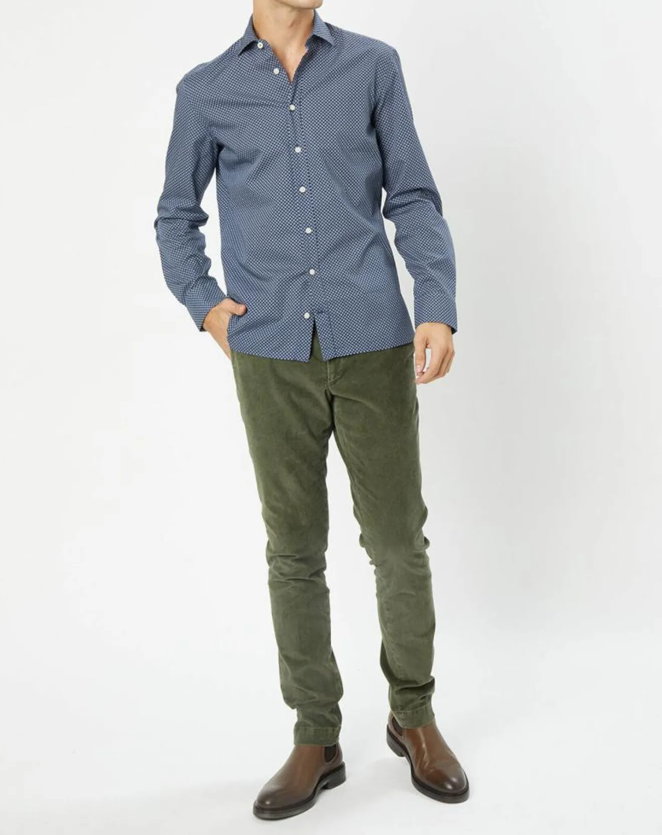 Homme Hackett London Chemise Slim Fit imprimée bleu foncé