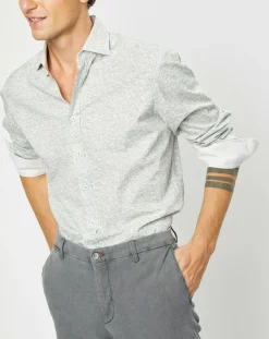 New Hackett London Chemise Slim Fit imprimée beige/kaki