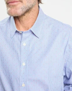 Hackett London Chemise Slim Fit Jacquard à rayures milleraies bleue