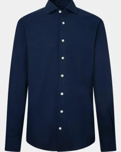 Hot Hackett London Chemise Slim Fit manches longues piquée unie bleu foncé