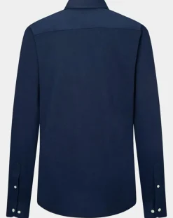 Hot Hackett London Chemise Slim Fit manches longues piquée unie bleu foncé