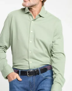 Clearance Hackett London Chemise Slim Fit manches longues piquée unie verte