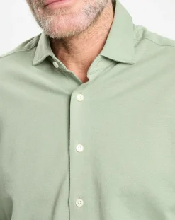 Clearance Hackett London Chemise Slim Fit manches longues piquée unie verte