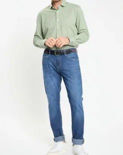 Clearance Hackett London Chemise Slim Fit manches longues piquée unie verte