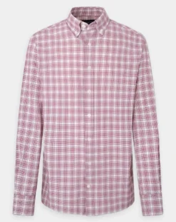 Homme Hackett London Chemise Slim Fit Oxford à carreaux rouge
