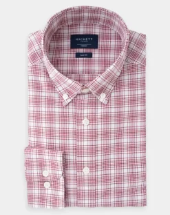 Homme Hackett London Chemise Slim Fit Oxford à carreaux rouge