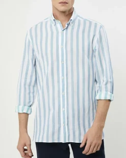 Discount Hackett London Chemise Slim Fit Patch à rayures bleu moyen
