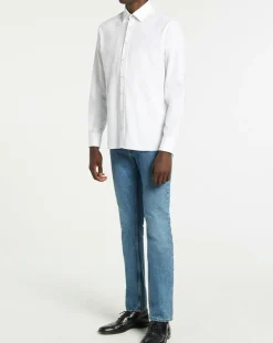 Clearance Hackett London Chemise Slim Fit Patch Coude blanche