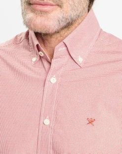 Homme Hackett London Chemise Slim Fit Pop à micro vichy rouge/blanc