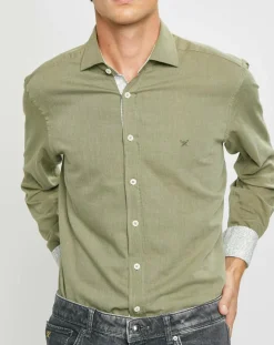 Homme Hackett London Chemise Slim fit Trim Twil Sport kaki