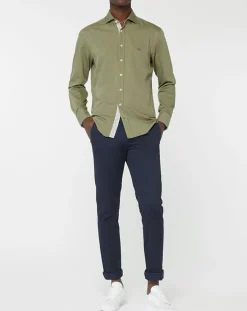 Homme Hackett London Chemise Slim fit Trim Twil Sport kaki