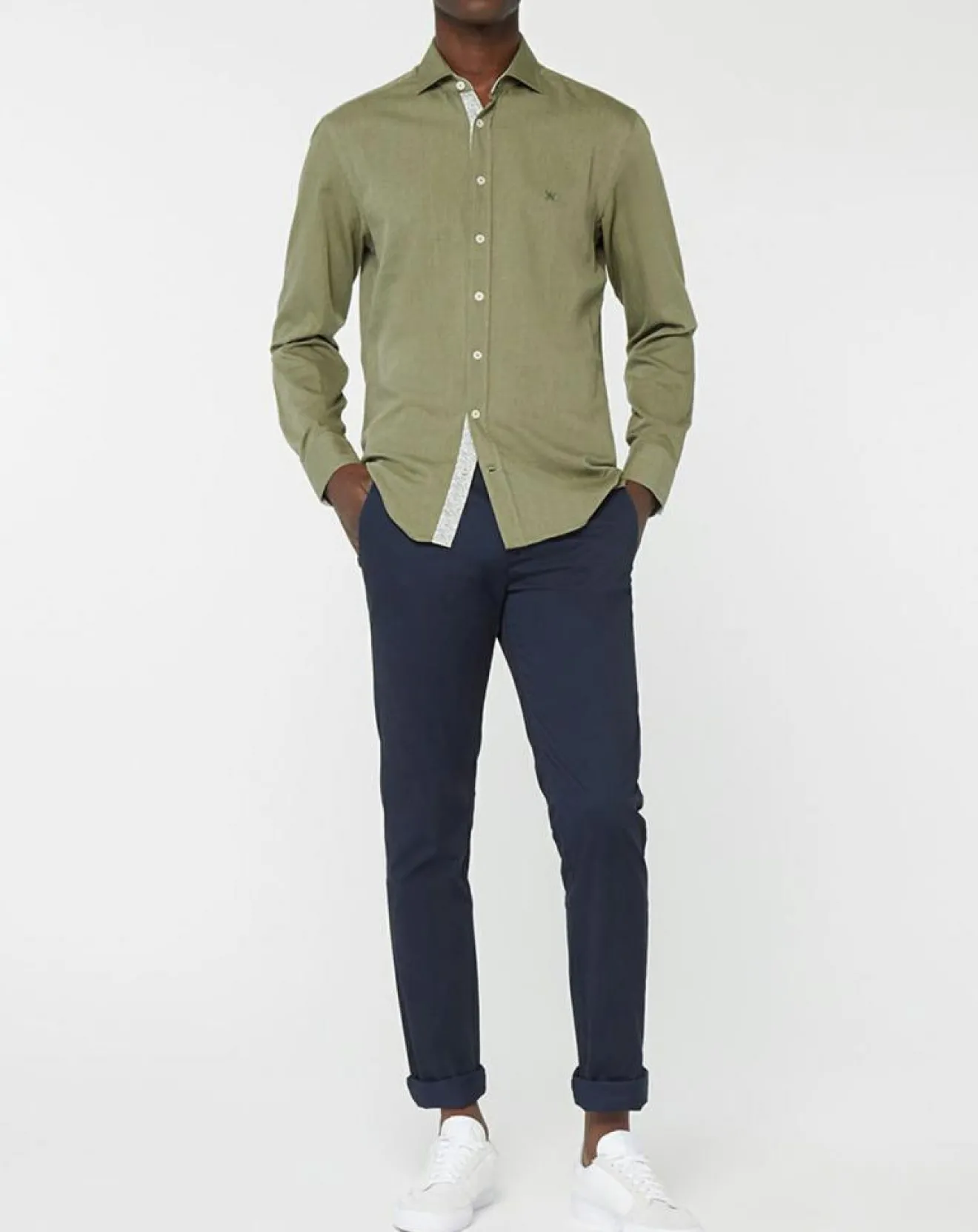 Homme Hackett London Chemise Slim fit Trim Twil Sport kaki