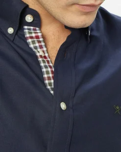 Hot Hackett London Chemise Slim Fit unie bleu foncé