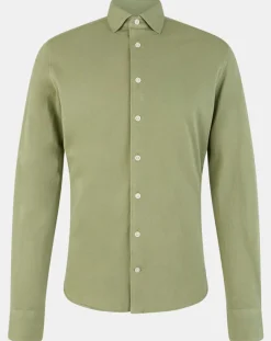 Homme Hackett London Chemise Slim Fit Unie Piquée kaki