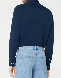 Homme Hackett London Chemise Slim Fit Unie Piquée bleu marine