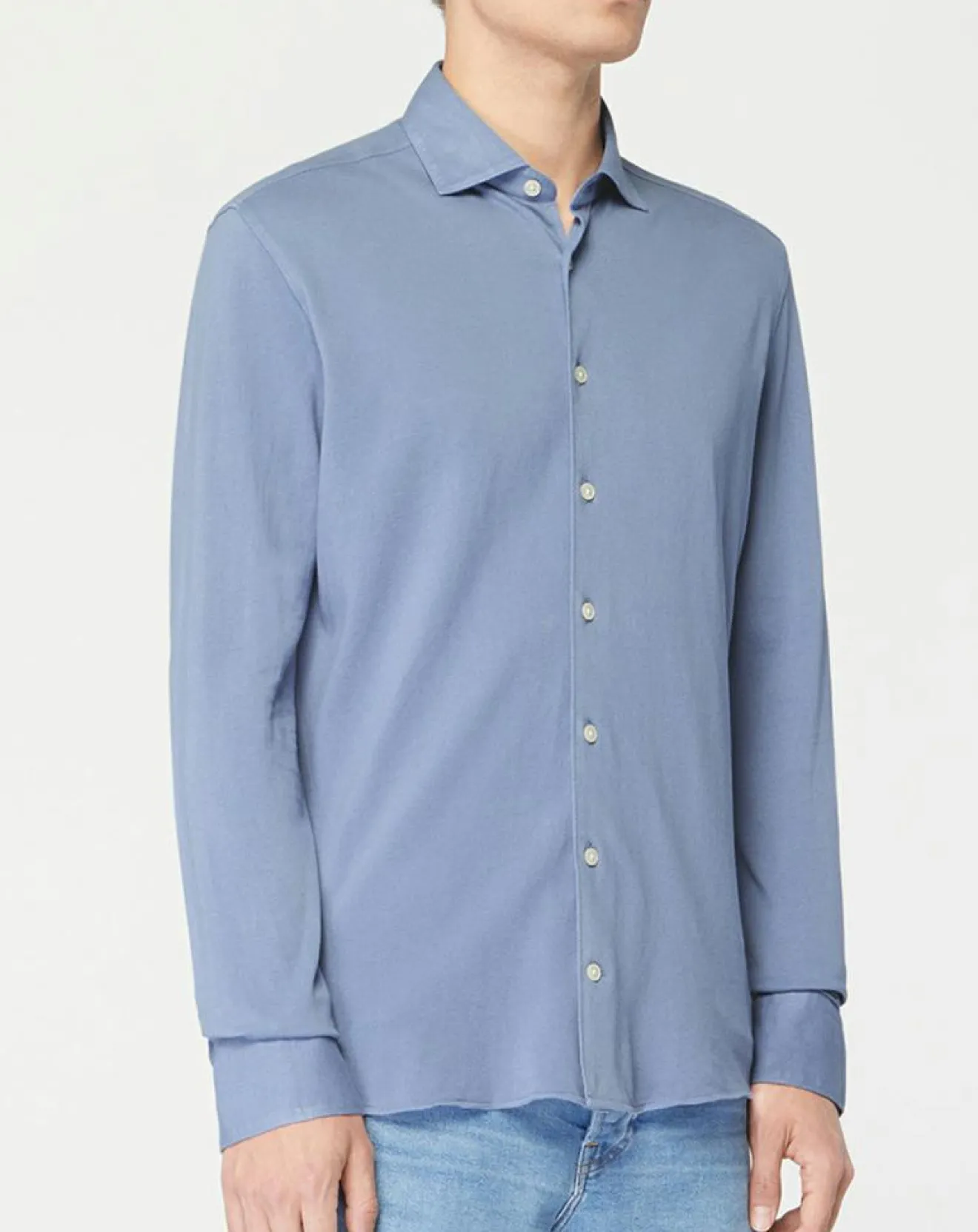New Hackett London Chemise Slim Fit Unie Piquée bleu chiné