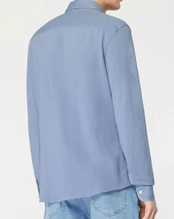 New Hackett London Chemise Slim Fit Unie Piquée bleu chiné