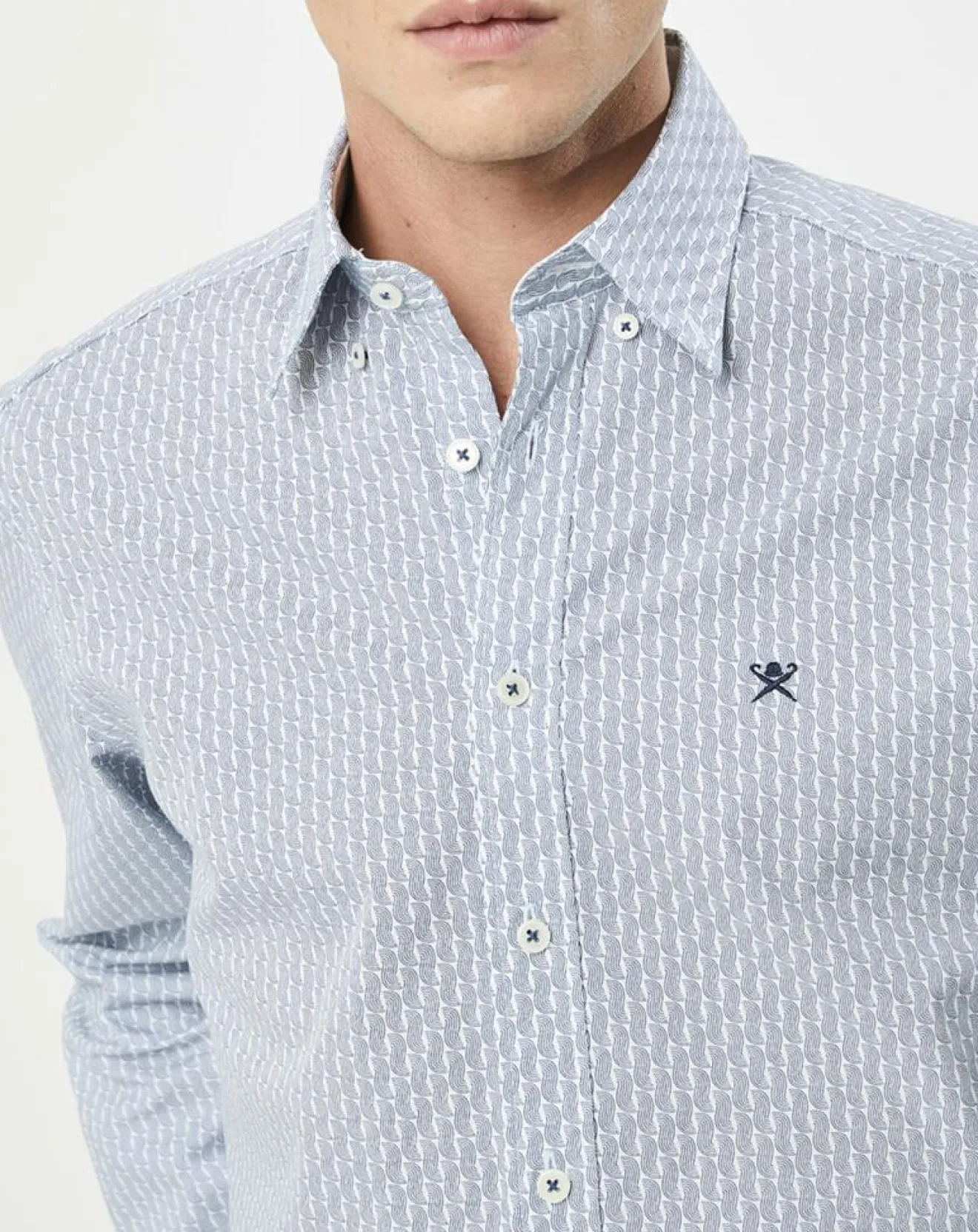 Homme Hackett London Chemise Slim Fit Vague imprimée bleue