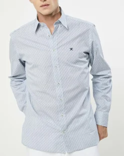 Homme Hackett London Chemise Slim Fit Vague imprimée bleue